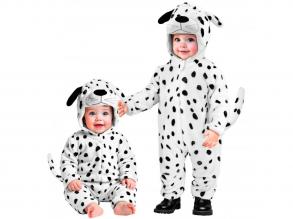 Dalmata puha plüss kapucnis overál unisex gyermek jelmez