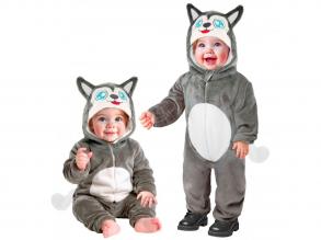 Husky puha plüss kapucnis overál unisex gyermek jelmez