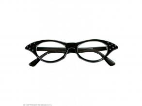 50-es évekbeli strasszköves szemüveg - fekete