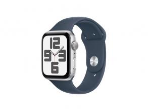 Apple Watch SE2 v2 GPS (44mm) ezüst alumínium tok , kék sport szíj (S/M) okosóra