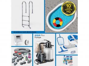 Acélfalú ovális medence POOLSANA HQ magas minőségű medence 4,90 x 3,00 x 1,35 m, kék fólia 0,8 mm PLUS szett