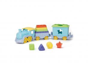 Green Toys rakosgató és formaválogató vonat, 12 db.