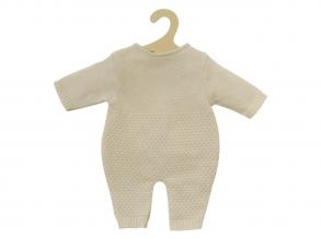 Kötött overall játékbabákra, ekrü, 35-45 cm