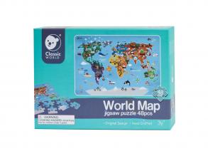 Classic World puzzle - Világtérkép, 48 darabos
