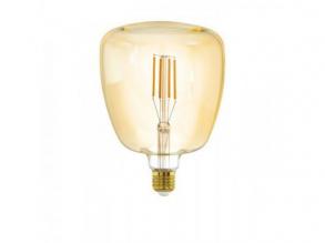 LED lámpa , égő , izzószálas hatás , filament , T140 , E27 , 4W , dimmelhető , meleg fehér , borostyán , EGLO , 12595