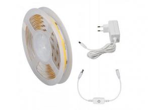 LED szalag szett , COB , DOTLESS , 3 méter , 3 x 6 W/m , meleg fehér , tápegységgel , kapcsolóval , dimmelhető , 3 év garancia ,