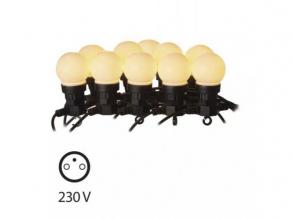 Led fényfüzér , beltéri/kültéri , 10 db , 5 m , meleg fehér , opál , IP44