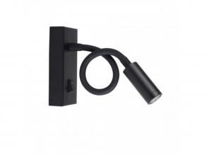 LED lámpa , fali , 3.3 watt , meleg fehér , kapcsolóval , fekete , TONIL