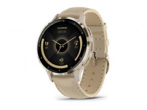 Garmin Venu 3S francia szürke-krémarany, bőr és szilikon szíjjal okosóra