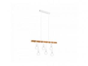 LED lámpa függeszték , mennyezeti , 6 x E27 , acél , fa , fehér , EGLO , TOWNSHEND , 33165