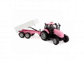 Kids Globe - Tactor pótkocsival - rózsaszín