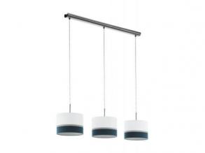 EGLO , 39555 , SPALTINI , függeszték , E27 , 3X60W , IP20 , fehér, ezüst, kék