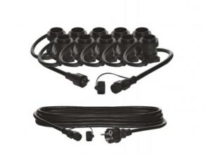 10 db-os E27-es izzóval ellátott, egymásra helyezhető füzér, START SET, 7,35 m, kültéri és beltéri használatra