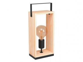 LED lámpa , asztali , E27 , acél , fa , fekete , EGLO , FAMBOROUGH , 43415