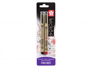 Sakura Pigma Micron toll 05, 0,45 mm fekete, piros, 2 db