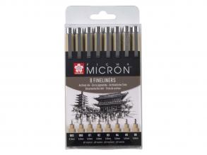 Sakura Pigma Micron tolltartó 8 fineliner fekete toll