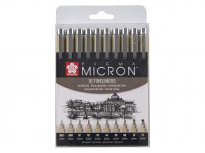 Sakura Pigma Micron tolltartó 10 fineliner fekete tollal