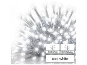 Led fényfüzér , sorolható , beltéri/ kültéri , 100 led , 2.5 m , jégcsap , villogó , hideg fehér , időzíthető , IP44 , standard
