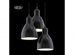 LED lámpa függeszték , mennyezeti , 3 x E27 , acél , fekete , fehér , EGLO , PRIDDY , 49465