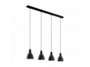 LED lámpa függeszték , mennyezeti , 4 x E27 , acél , fekete , fehér , EGLO , PRIDDY , 49466