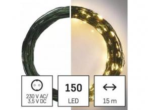 Led fényfüzér , beltéri/kültéri , nano LED , 15 m , meleg fehér , időzíthető , IP44