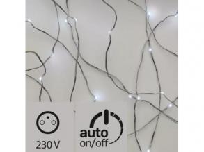 Led fényfüzér , beltéri/kültéri , nano LED , 10 m , hideg fehér , ezüstszálas , időzíthető , IP44