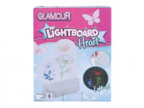Glamour Light Board szív USB-csatlakozóval és 7 jelölővel, 16 cm