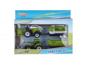2- Play traktor és kombájn 2 pótkocsival, 24 cm