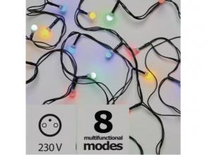 Led fényfüzér , beltéri/kültéri , cherry , 200 led , 20 m , multicolor , 8 programos , IP44