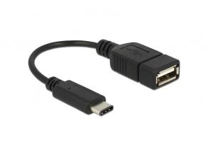 Delock 15cm USB Type-C 2.0 apa - USB 2.0 A típusú anya fekete adatkábel