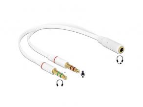 Delock 65585 1x 3.5 mm 4 tűs sztereo jack anya > 2x 3.5 mm 3tűs sztereo jack apa (iPhone) headset