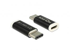 Delock 65678 USB 2.0 Micro-B anya > USB C típus 2.0 apa fekete adapter