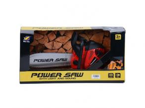 Láncfűrész fénnyel és hanggal piros színben
