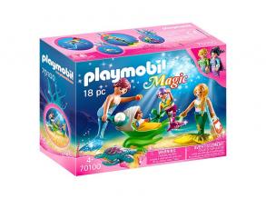 Playmobil Magic: Sellő család kagyló babakocsival - 70100