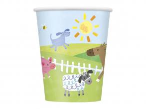 Papírpohár farm mintával - 8 darabos készlet