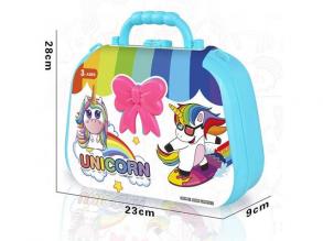 Unikornisos pink fésülködő asztalka kiegészítőkkel 23x28x9cm