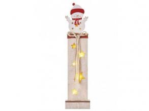 LED dekoráció , beltéri , hóember , elemes , 7 db LED , 46 cm , meleg fehér , időzíthető