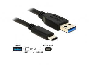 Delock 83869 USB 10 Gbps (USB 3.1 Gen 2) A típusú csatlakozódugó > USB Type-C 5 m fekete kábel