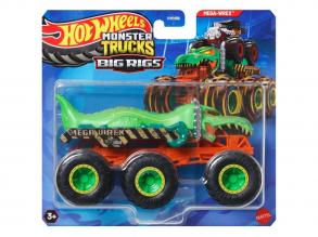 Hot Wheels Monster Trucks: Big Rigs hatkerekű Mega Wrex zöld színű vontató járgány 1/64 - Mattel