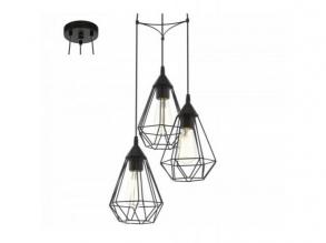 LED lámpa függeszték , mennyezeti , 3 x E27 , acél , fekete , EGLO , TARBES , 94191