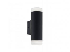 LED lámpatest , oldalfali , GU10 , 2x5W , természetes fehér , 2 irányú , fekete , kültéri , IP44 , EGLO , RIGA , 96505